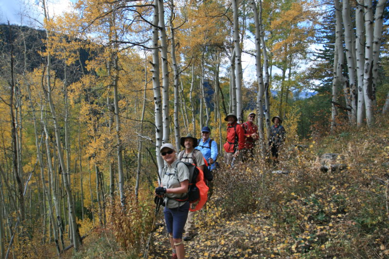 A group hiking in September