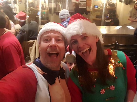 Jason and Meredith having Holiday fun at an event in Summit County