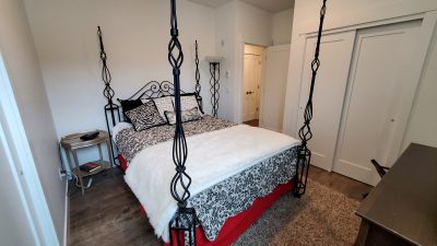 The guest bedroom in this Silverthorne condo