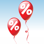 lowest interest rates illustrated with ballons with percentage signs